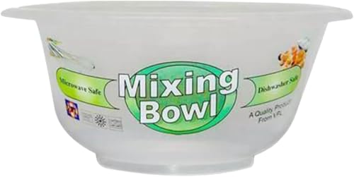KANSY Round Plastic Mixing Bowls - Set of Small Medium Large Clear Salad Pasta Vegetable Washer & Food Mixer Easy to Clean Reusable Tableware Dish for Party Cooking Baking Cereal (1 20cm)