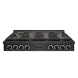 ZLINE Designer Collection 48 in. Paramount Gas Rangetop with 8 Burner DuoPro™ Cooktop in Black Satin Stainless Steel with Matte Black and Champagne Bronze Accents (PSRTBSZ-48-MBCB)