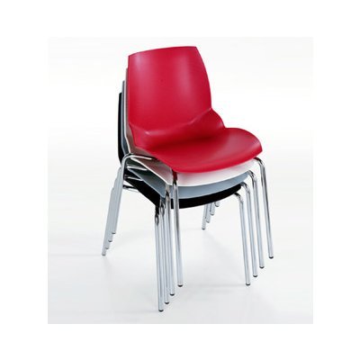 N ° 2 chaises Kaleidos Caimi Brevetti 4 pieds rouge