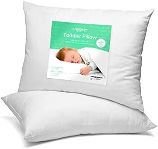 Baby Pillow 2 Pack - 33x45cm Soft Organic Cotton Toddler Pillows for Sleeping - Small Kids Infant Pillows for Travel, Baby Cot or Bed, Perfect Newborn Baby Gift with White Pillowcases