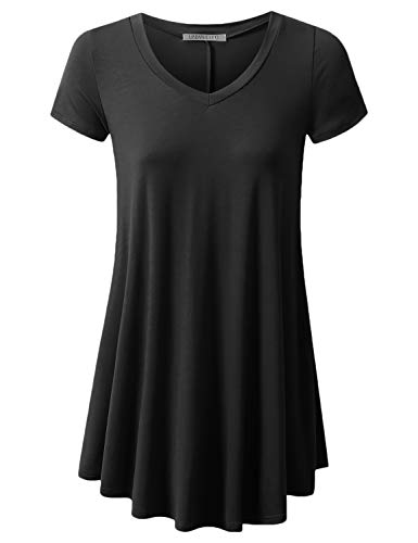 URBANCLEO Womens V-Neck Elong Tunic Top Mini T-Shirt Dress Black Large URBANCLEO Womens V-Neck Elong Tunic Top Mini T-Shirt Dress Black Large