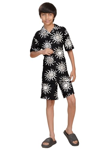 Image of Ninos Dreams Boys Cotton Rayon Halfsleeves Coord Set with Shirt & Shorts /Boys Vacation wear /boys co ord set /Boys Tropical print Shirt & Shorts set /Boys Clothing Set