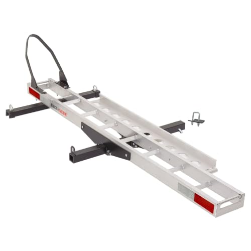 Black Widow Aluminum Motorcycle Hitch Carrier with Wheel Chock, 400 lb