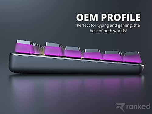 Ranked Pudding PBT Keycaps | 112 Double Shot Translucent ANSI US & ISO Layout | OEM Profile for RGB Mechanical Gaming Keyboard (Black)
