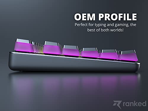 Ranked Pudding PBT Keycaps | 112 Double Shot Translucent ANSI US & ISO Layout | OEM Profile for RGB Mechanical Gaming Keyboard (Black)