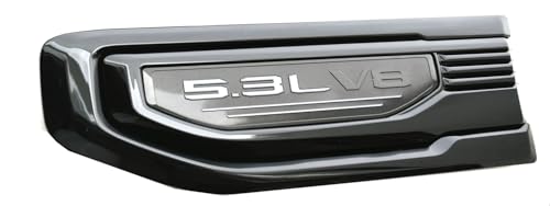 Image of Pair New 5.3L V8 Vent Emblems Kit 3D Driver Passenger Side Badge Compatible with 2019-2026 GMC Sierra GM 85160715 86532094 (5.3L V8-Black Grey)