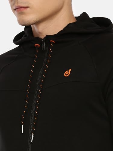 Image of Macroman M-Series Men Hooded Regular Fit Cotton Blend Sweatshirt with Reflective Detail