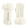 Womens Winter Gloves for Cold Weather Warm Touch Screen Fleece Lined Glove Faux Fur Elastic Cuff Knit Gloves Outdoor
