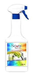 SCURE Tap Cleaner for Bathroom & Kitchen Fittings, Taps, Sinks, Showers Remove Lime Scale Stains, Hard Water Scaling and Soap Scum [250ml Bottle]