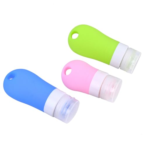 FONDOTIN 3個 旅行用シリコンスクイーズボトル ピンク ブルー グリーン 詰め替えシャンプー容器 液体密封で漏れ防止 携帯に便利な空ボトル