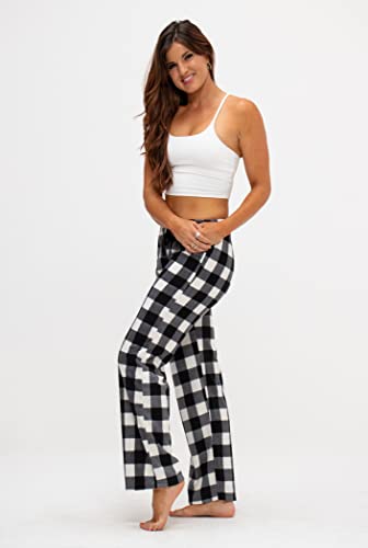 DEVOPS 2 Pack Women's Buffalo Plaid Plush Fleece Pajama Pants Sleepwear2