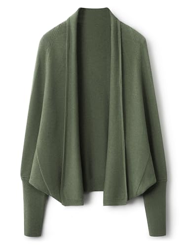 Ciovkis Damen Merinowolle Strickjacke 2025 Herbst Winter Vorne Offen Fledermausärmel Stricken Lässiger Cardigan (Grün,L) Ciovkis Damen Merinowolle Strickjacke 2025 Herbst Winter Vorne Offen Fledermausärmel Stricken Lässiger Cardigan (Grün,L)