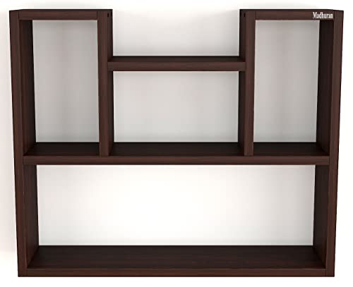 Image of Madhuran Engineered Wood Wall Mounted Shelf Rack Shelves Flowery Wenge
