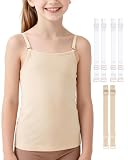 iMucci Girls Camisole Undershirts Nude Tank Top Adjustable Straps Cami Top with Clear Straps Dance Tank Tops for Girls