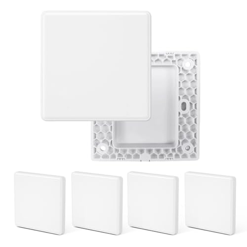 KAHZOR 4 Piezas Tapa Enchufes Pared, Tapa Ciega Enchufe Pared, Tapas Ciega Enchufe Cables Pared, Plástico Blanco para Enchufes o Interruptores no Utilizados, 8,6 x 8,6 cm