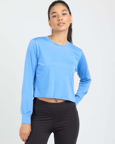 Real Essentials 5 Pack: Women's Dry Fit Crop Top - Long Sleeve Crew Neck Stretch Athletic Tee (Available in Plus Size)2