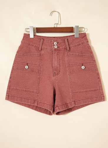 Image of Astylish Women's High Waisted Stretchy Jean Shorts Trendy Denim Shorts