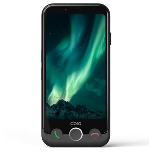 Doro - Aurora A10 Mobile Phone – Senior Smartphone – Easy to Use – Assistance Button with GPS Location – Hearing Aid Compatible – USB Cable Included – Graphite