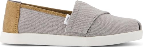 TOMS Boy's Alpargata Classic Slip-on Espadrille, Drizzle Grey Heritage Canvas PU Trim, 3 UK