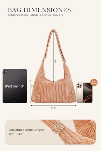Bolso Hobo de Pana para Mujer Ulisty con Correa Ajustable miniatura 6