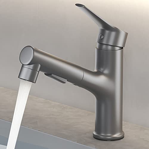 Mitigeur de lavabo extractible à 3 modes de jet et poignée unique en laiton robuste