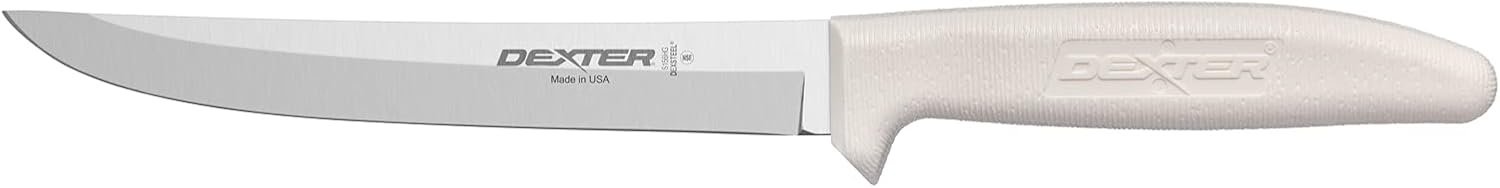 Dexter-Russell S156HG-PCP Boning Knife, 6" Hollow Ground Stain-Free High Carbon Steel Blade, Textured White Polypropylene Handle, NSF Certified, Made in USA, Meat Trimming and Deboning Knife