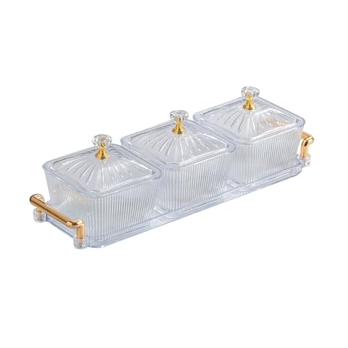 Nuts Plate Food Storage Box Acrylic Movable Snack Candy Dish Dried Fruit Plate for Biscuits Party Fruits Holiday Gift Wedding, Transparent