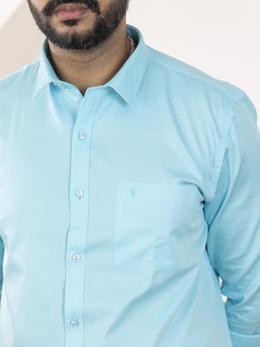 Image of RAMRAJ COTTON Men Premium Cotton Full Sleeves Shirt and Fancy Border Dhoti Set Luxe Set
