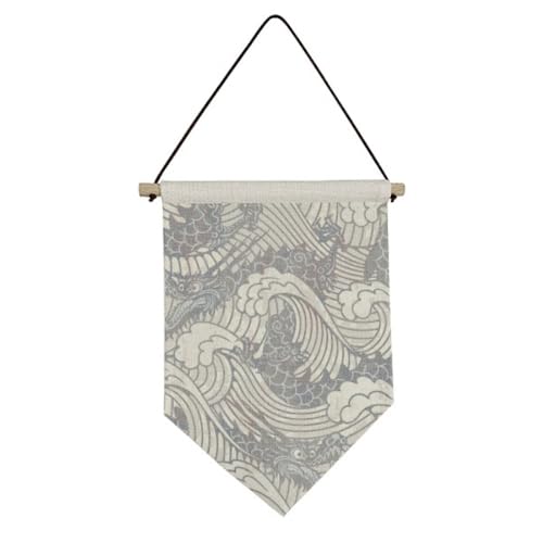 Drapeau en toile dragon bleu de Chine pour habiller un mur vide sans percer