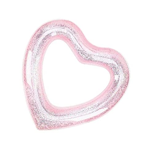 LIOOBO Inflatable Heart Pool Float Glitter Heart Swim Ring Fun Outdoor Beach Pool Accessory Portable Lightweight for Summer Water Parties