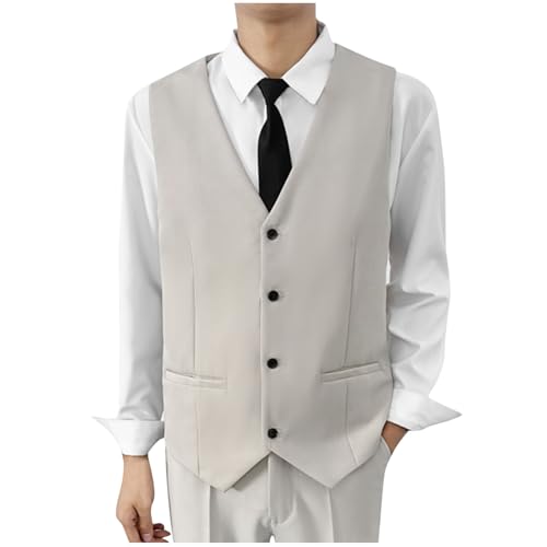 Men's Suit Vests Wedding Prom Groomsmen Business Casual Formal Dress Vest Lightweight V Neck Button Up Tuxedo Vests