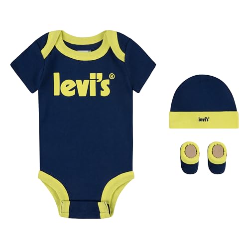 Levi's Juego de 3 piezas de póster LHN NL0280 con logotipo para niños, azul estate, 0-6 meses, azul (Estate Blue), 0-6 meses