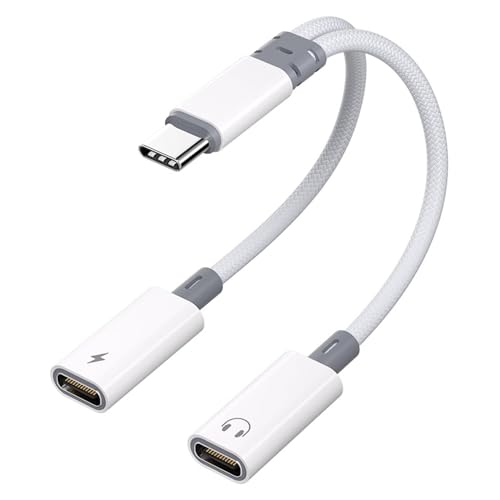 2in1 Type-C ��҃P�[�u���y�[�d���Ȃ��特�y�Đ��E�ʘb�Ή��zUSB-C �C���z���ϊ��A�_�v�^ PD15W�}���[�d iPhone 17/16/15 Pro Max�EGalaxy S24/S23�EPixel 8/7�EiPad Pro/Air��Type
