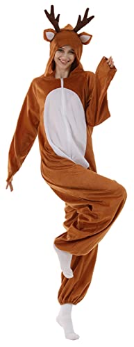 STRTG Costume De Renne De Noël pour Adulte Nouvel an Fête Animal Combinaison Hommes Femmes Couple Noël Déguisement B,L Cover