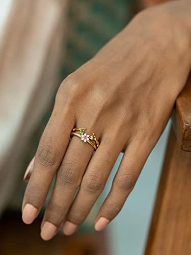 Image of Shaya | 925 Silver| BOGO Offer |The Precious One 7 Stone Stackable Rings in Gold Plated | Gifts for Womens & Girls