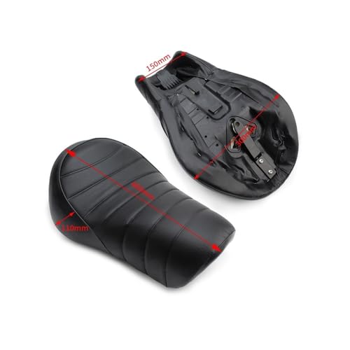 Selle passager arrière de moto et coussin noir à rayures rétro universel pour modification - 6