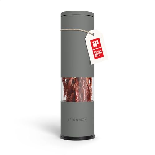 LARS NYSØM Moulin à Chili avec Lame de coupe en Acier Inoxydable I Coupe Chili Premium I Moulin à Épices Design (Ash Gray)
