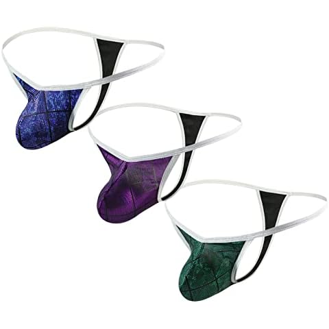 AIEOE Herren String Tanga Lackleder 3 Stück Sexy Unterwäsche Minislips Set Männer Reizwäsche Clubwear Farben 03 EU M Cover