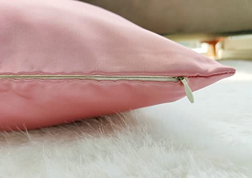 Craftbot Heavy Quality Satin Throw Pillow Covers - Set Of 2 - Light Pink 20X20 Decorative Pillow Cover - With Lining And Zipper Closure - Faux Silk Elegant Accent Pillows For Car Sofa - Covers Only #TOP3