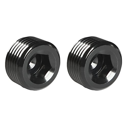 Podavelle 1/2 NPT Male Thread Allen Head Socket Pipe Plug Fitting Aluminum Black Pack of 2