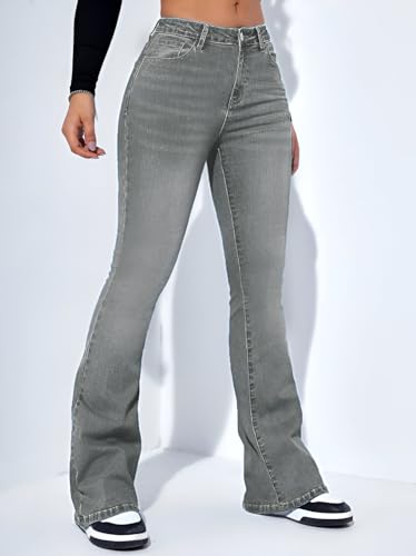 Image of Ben Martin Women's High Waist Jeans || Flared Bell Bottom Bootcut Pants || Wide Leg Stretch Denim - Perfect for Travel, Party & Everyday Use - Sizes 26-40 (1)