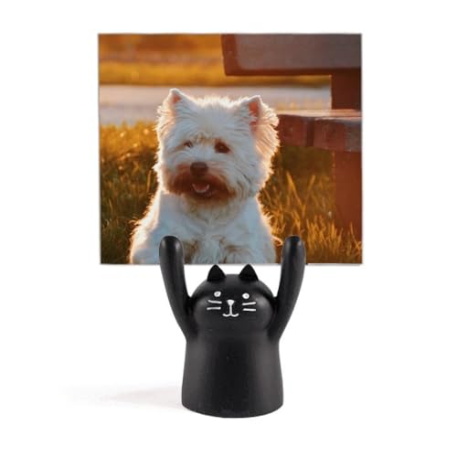 Support de mémo chien et chat noir en métal pour bureau