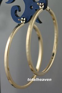 14K Solid Yellow Gold 30mm(1.18") Italian Classic Square Tube Hoop Earrings 2.36 Gram