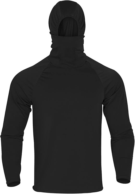 Men's UPF 50+ Sun Protection Hoodie Lightweight Long Sleeve Thumbholes SPF/UV Shirt Mask Workout Running Shirts