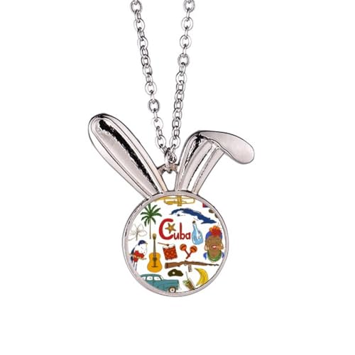 Collier drapeau Cuba avec lapin : le cadeau bijou idéal pour célébrer vos racines