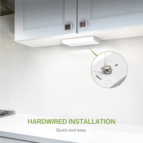 Image of ASD LED Under Cabinet Lighting Hardwired, 9 Inch 4W 2700K-5000K Selectable, 337LM, CRI90+, Direct Wire Linkable Under Counter Lights for Kitchen, Dimmable Under Cabinet Lights, White, UL Certified