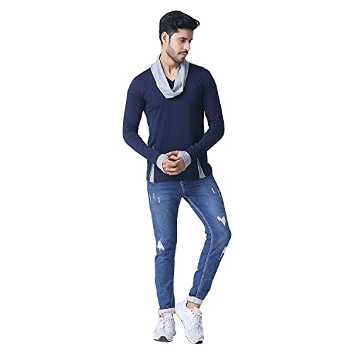 Image of Black Collection Men's Attached Muffler Full Sleeve T-Shirt(SKU: BCN0023)