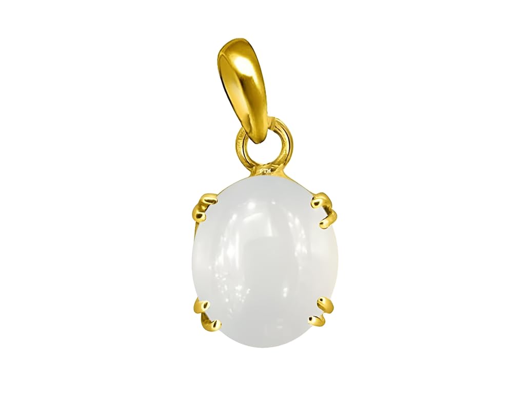 Ptm Natural Moonstone/Chandrakant 3.25 to 10.25 Ratti or 3.00 to 9.50 Carat Astrological Certified Gemstone Panchdhatu/5 Metals 22k Gold Plated Pendant for Men & Women