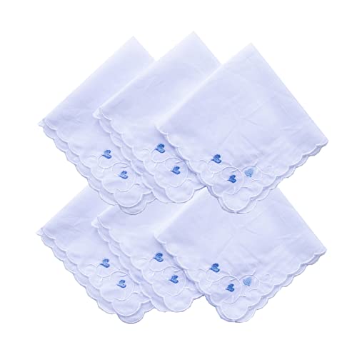 CoCoUSM Womens Handkerchiefs Lace Embroidered Cotton Handkerchiefs White 6PCS