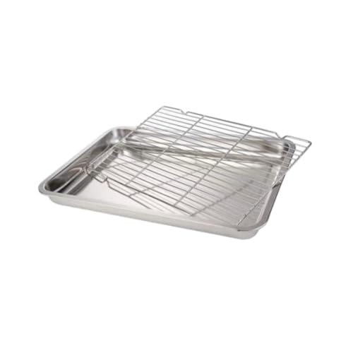 Baoblaze Bandeja de Horno con Rejilla de Acero Inoxidable Resistente, 32 Cm X 22 Cm X 4.8